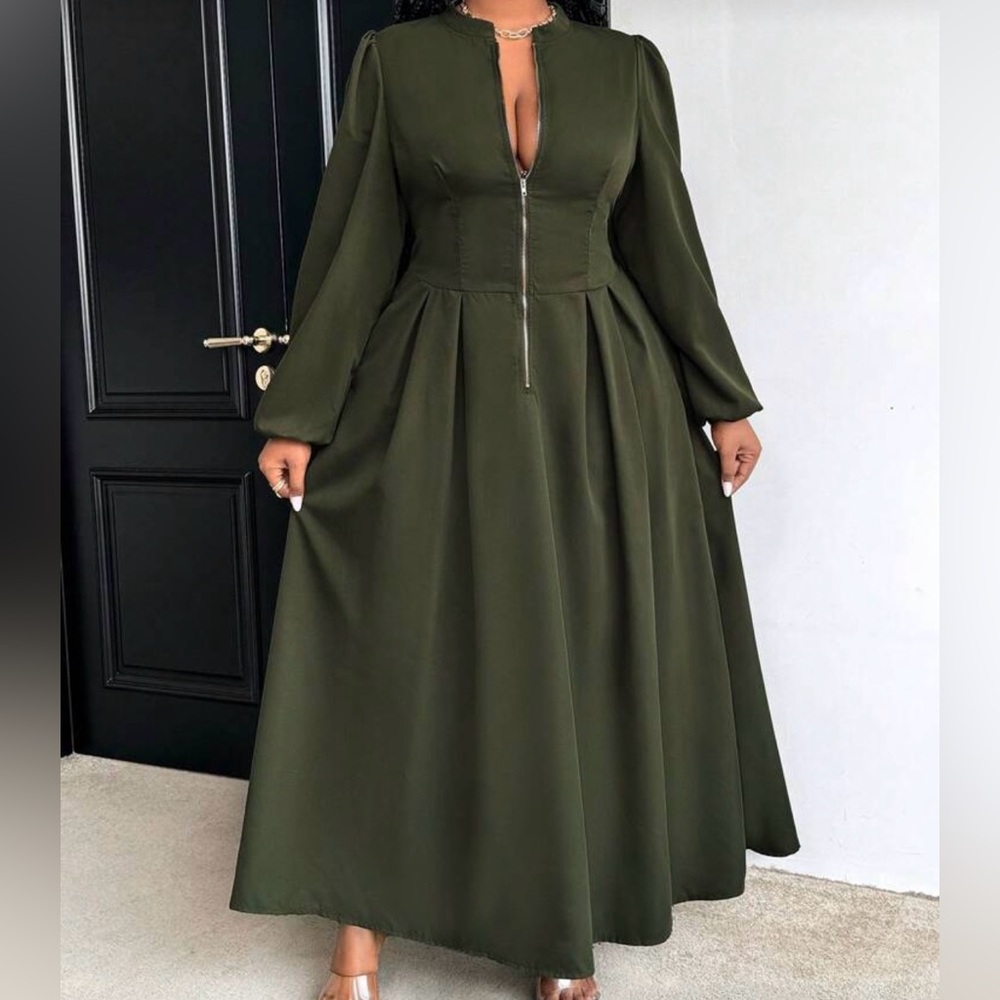 Elegant Green A-Line Dress
